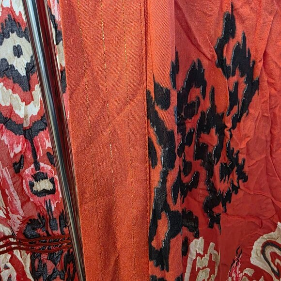 Chicos Red & Black Abstract Open Front Kimono S/M Made In China Rayon Blend - Picture 8 of 12